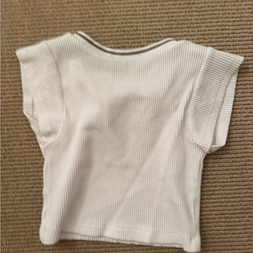 White Ribbed Top - Picture 2 of 2
